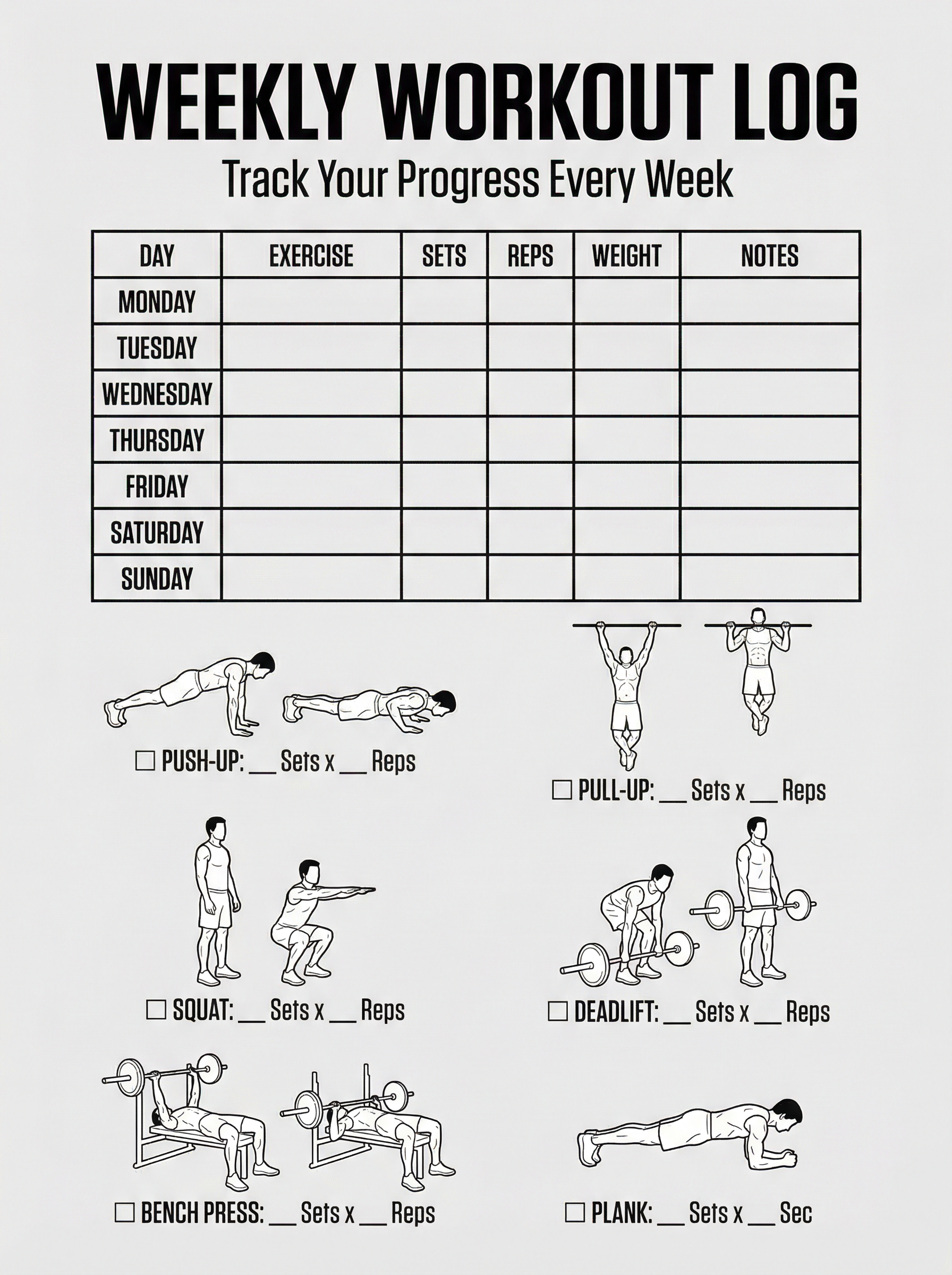 Printable Workout Log Pinterest: Track Your Fitness Journey